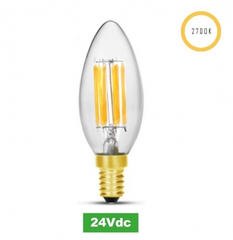 LED-Filament Kerze, 24V, 5W, 2700K, E14 (Adapter E27)