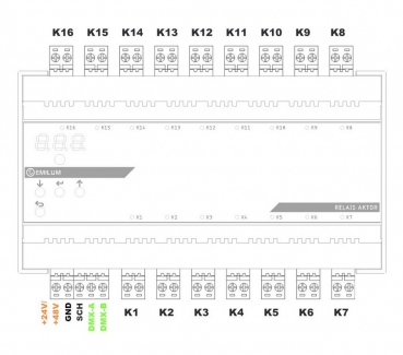 Relais-Aktor, 16-Kanal, DMX/RDM, 16A, 230V