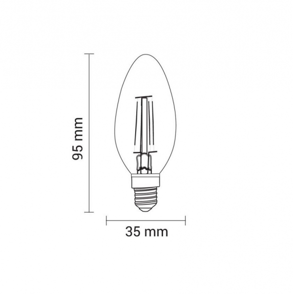 LED-Filament Kerze, 24V, 5W, 2700K, E14 (Adapter E27)