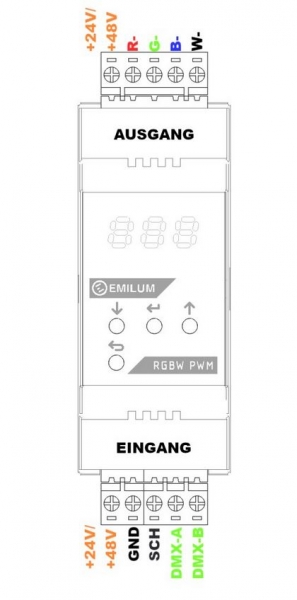 LED-PWM-Dimmer, 4-Kanal, DMX/RDM, 12-48V, 300W (600W @48V)