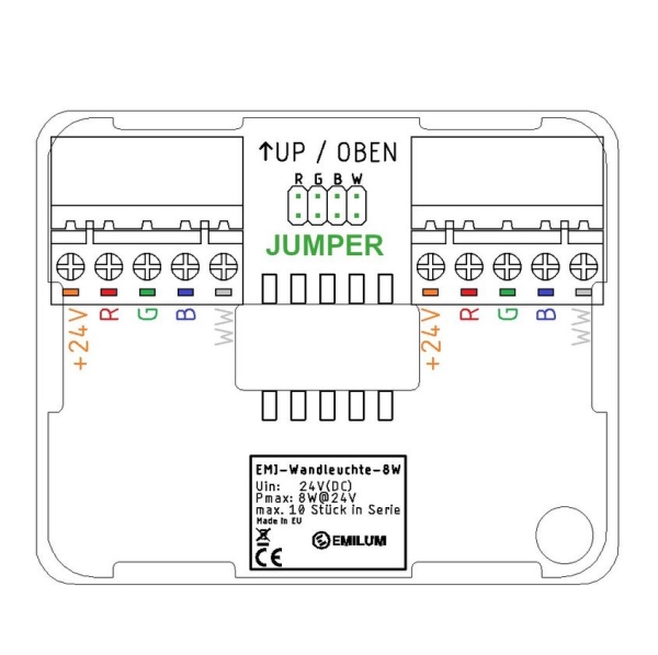 LED-Wandleuchte 24V, 8W, RGBW/2700K, CRI90, IP54 Schwarz