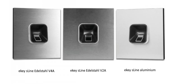 ekey sLine Fingerprintset in Schwarz für Gira 106 V4A Edelstahl